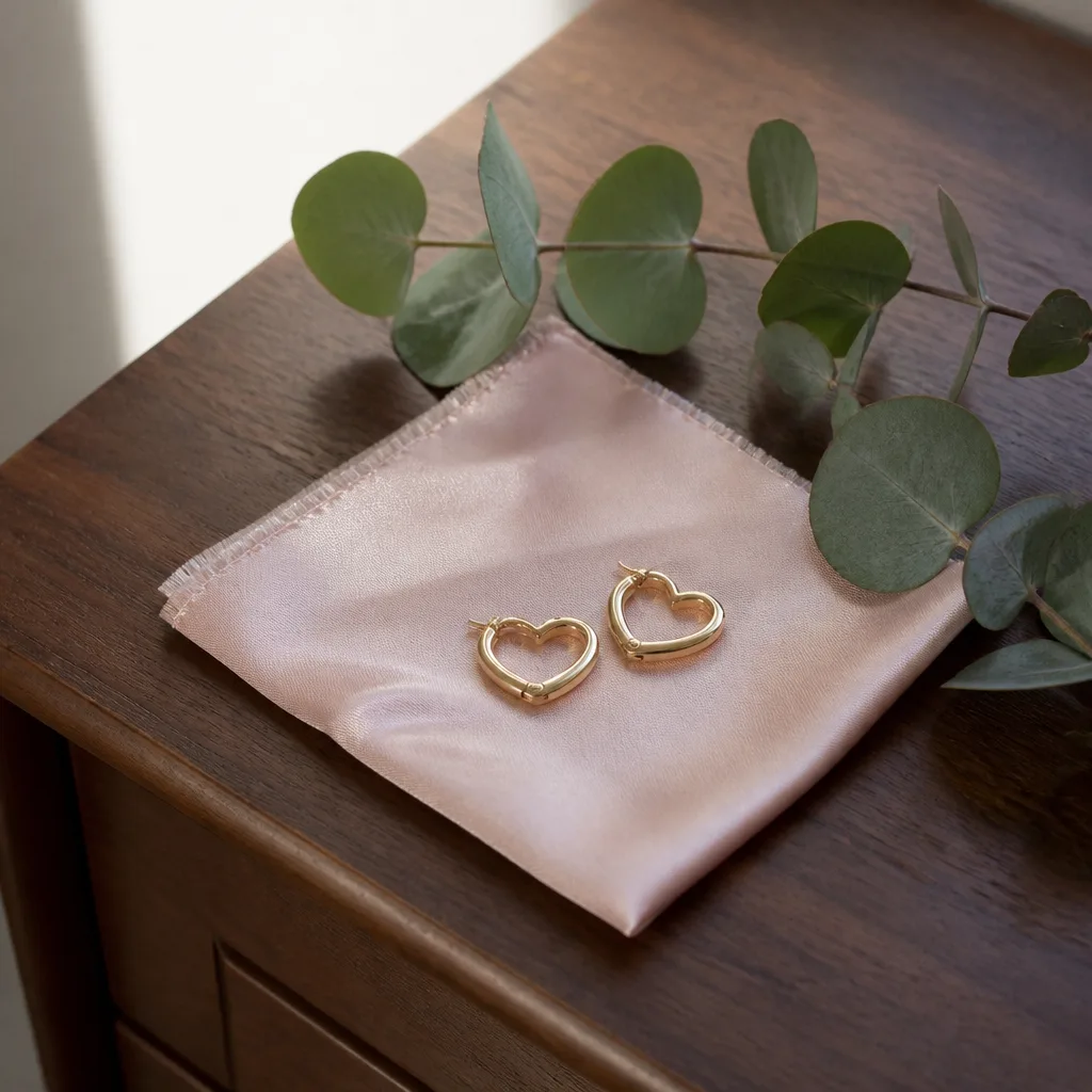 Heart Huggie Earrings — Small heart-shaped hoops in gold or silver, dainty enough for daily wear rather than a special-occasion piece that spends most of the