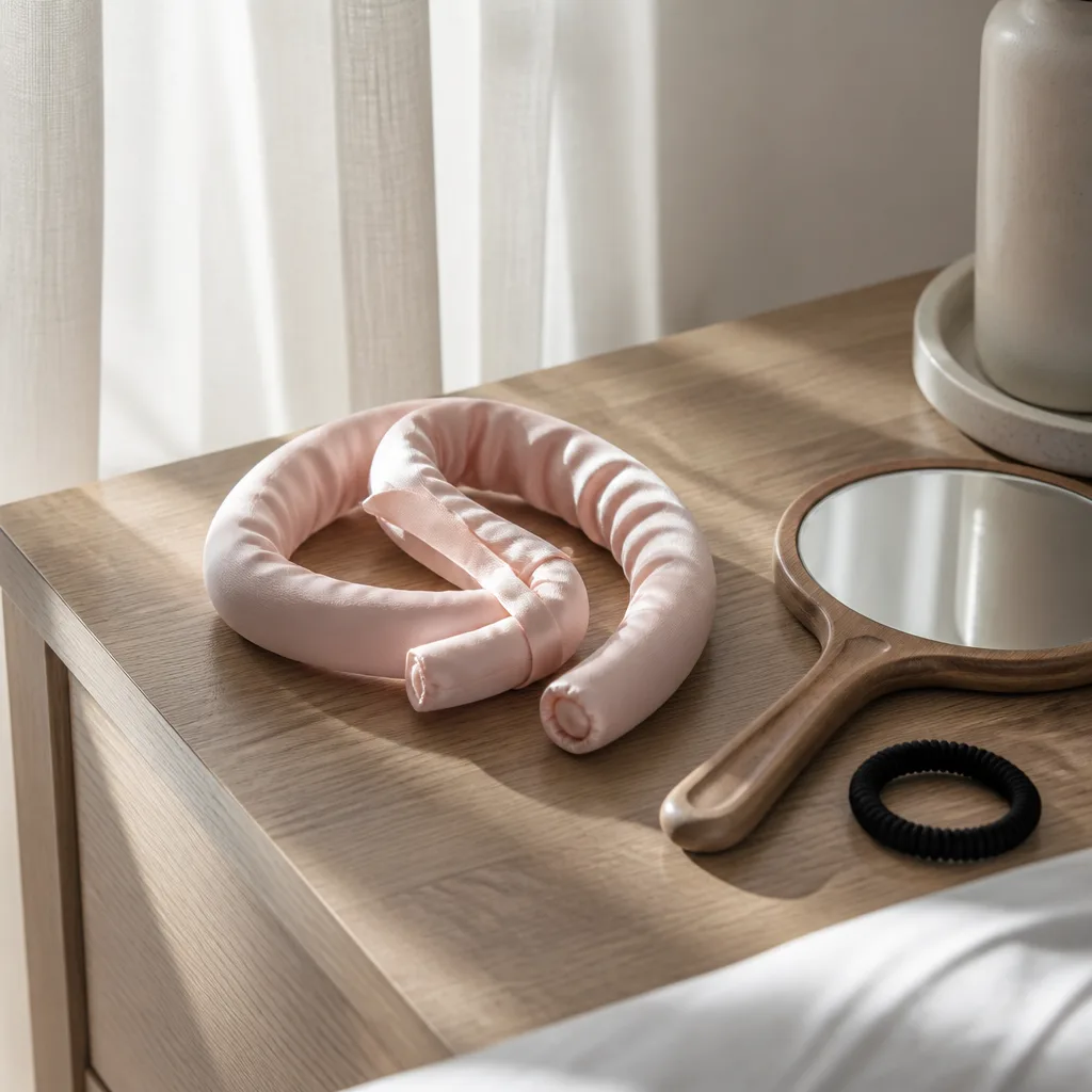 Heatless Curling Set — A padded ribbon-style rod she twists her hair around before bed and sleeps on, waking up to loose curls with zero heat damage. Valentine