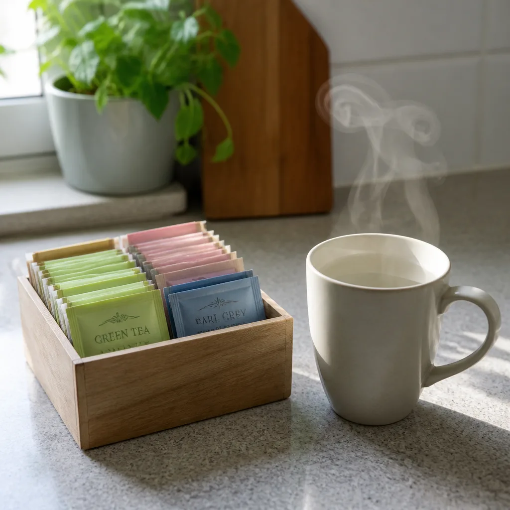 Herbal Tea Ritual Set — A small collection of loose-leaf or bagged herbal teas built around sleep, calm or digestion, often packaged together in one tin or