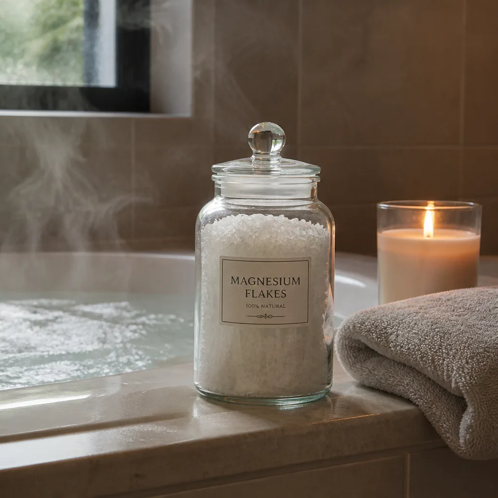 Magnesium Bath Soak — A jar of magnesium flakes meant to dissolve into hot bathwater and ease tired muscles after a long week. Valentine gifts for girlfriend