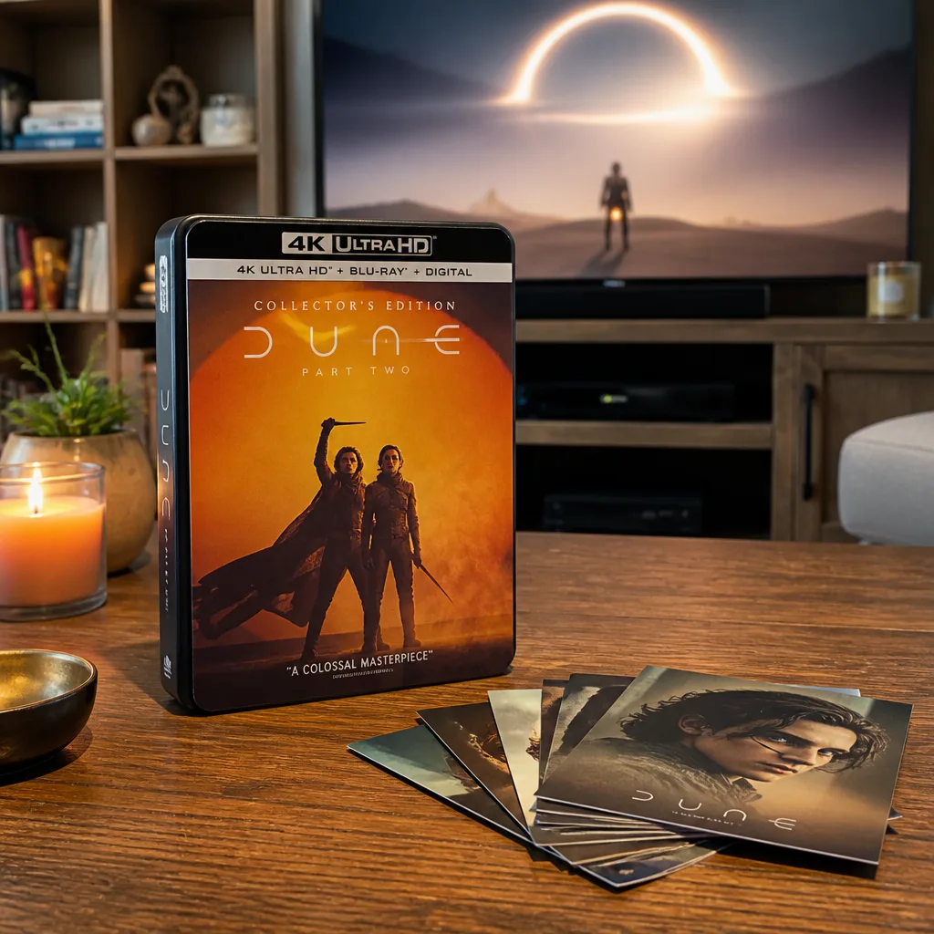 4K Steelbook Box Set — A limited edition 4K box set of his favorite film trilogy in a metal library case, with collectible art cards tucked inside for the