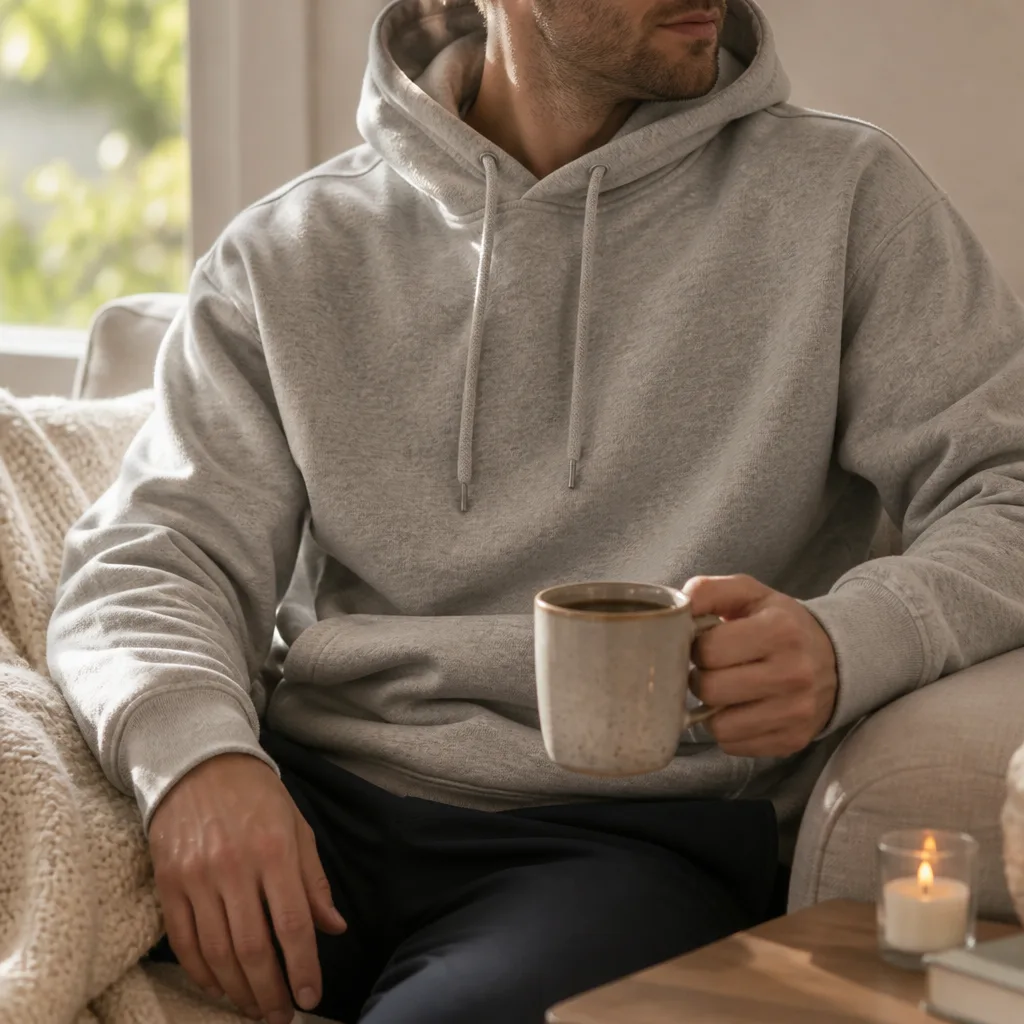 Cloud Hoodie — A hoodie in a genuinely plush, cloud-like fabric built for lounging around the house or layering under a jacket on the golf course. Valentine
