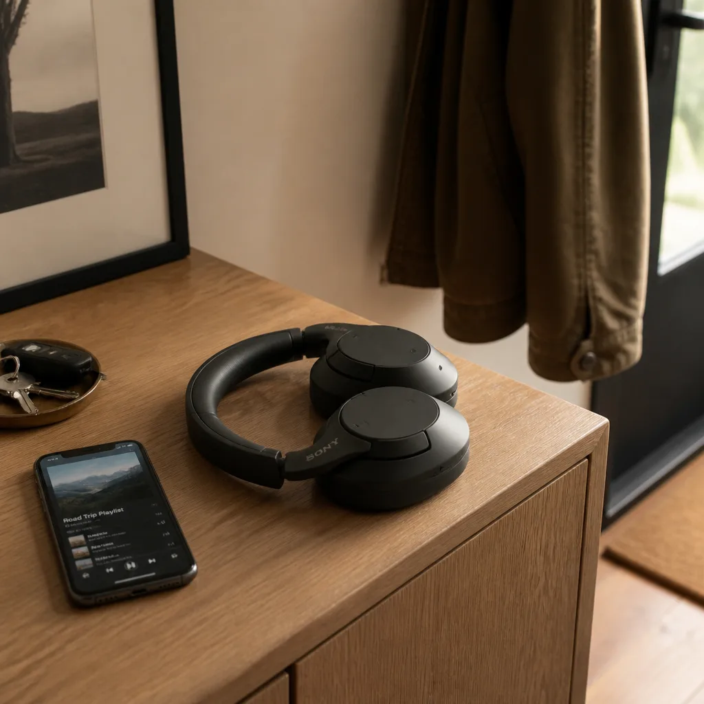 Noise Cancelling Headphones — Matte over ear headphones with real noise cancelling and close to twenty hours of play on a single charge, so a full work week