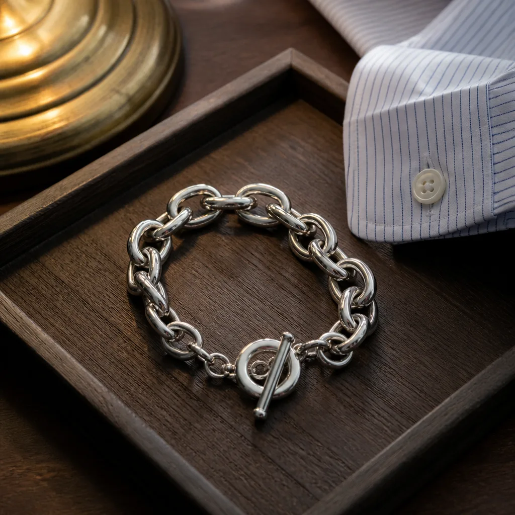 Silver Link Bracelet — For the husband who likes understated jewellery, the kind that does not announce itself from across a room. Valentine gifts for husband