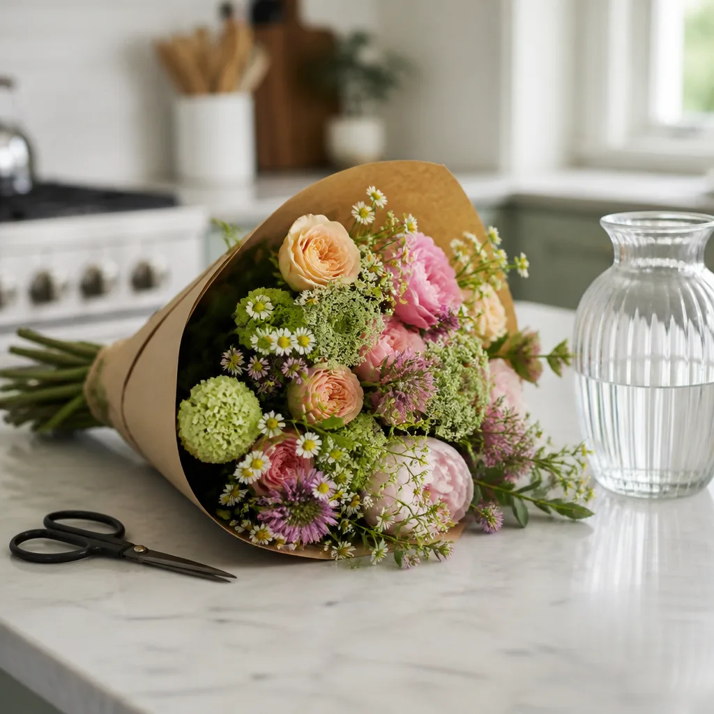 Hand-Tied Bouquet — Flowers are the one gift on this list with an actual deadline attached, since every florist in town books out fast around the fourteenth.