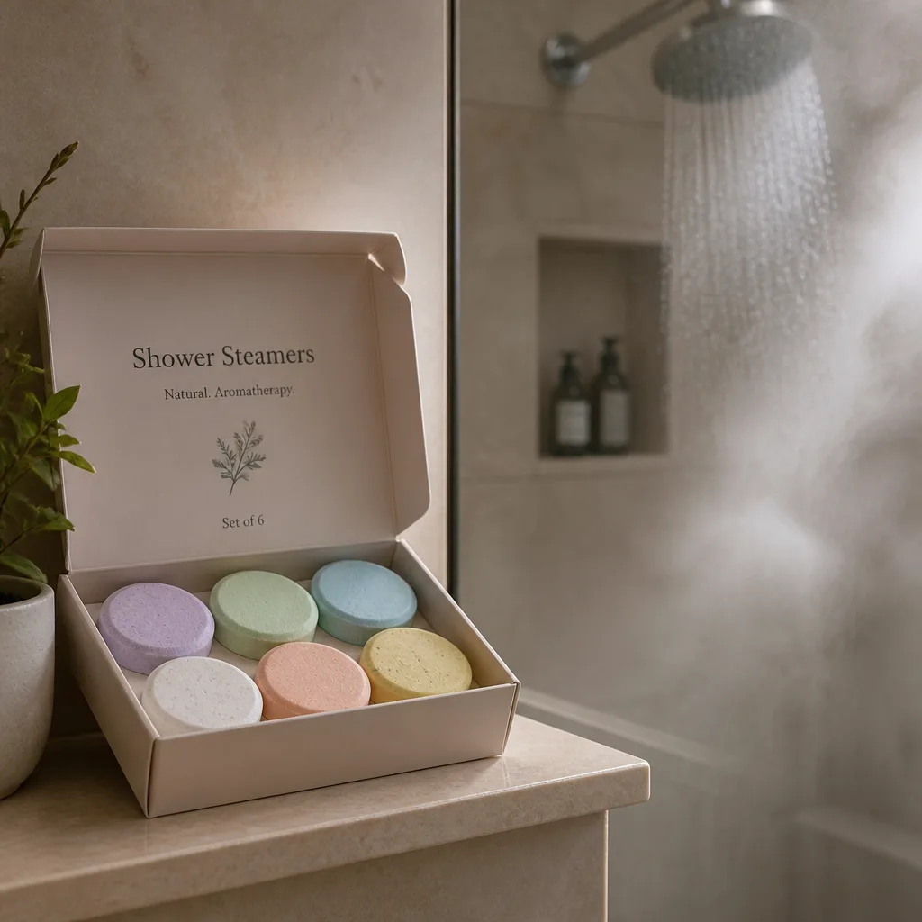 Shower Steamer Set — For a wife who finds baths too much effort but still wants the spa feeling, a set of shower steamers dissolves underfoot and fills the