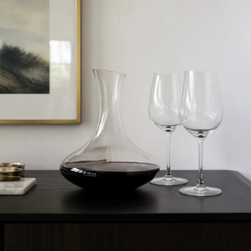 Wine Decanter — For a wife who treats a bottle of wine on a Friday night as an actual event, a glass decanter that aerates as it pours makes the ritual feel