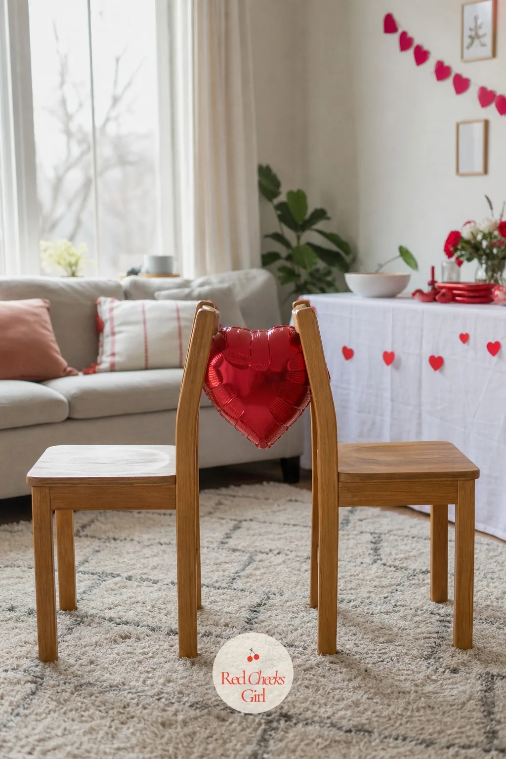 Back-to-Back Heart Balloon Pass — Two chairs, back to back, one heart-shaped balloon trapped between the shoulder blades of a couple: the job is to pass it