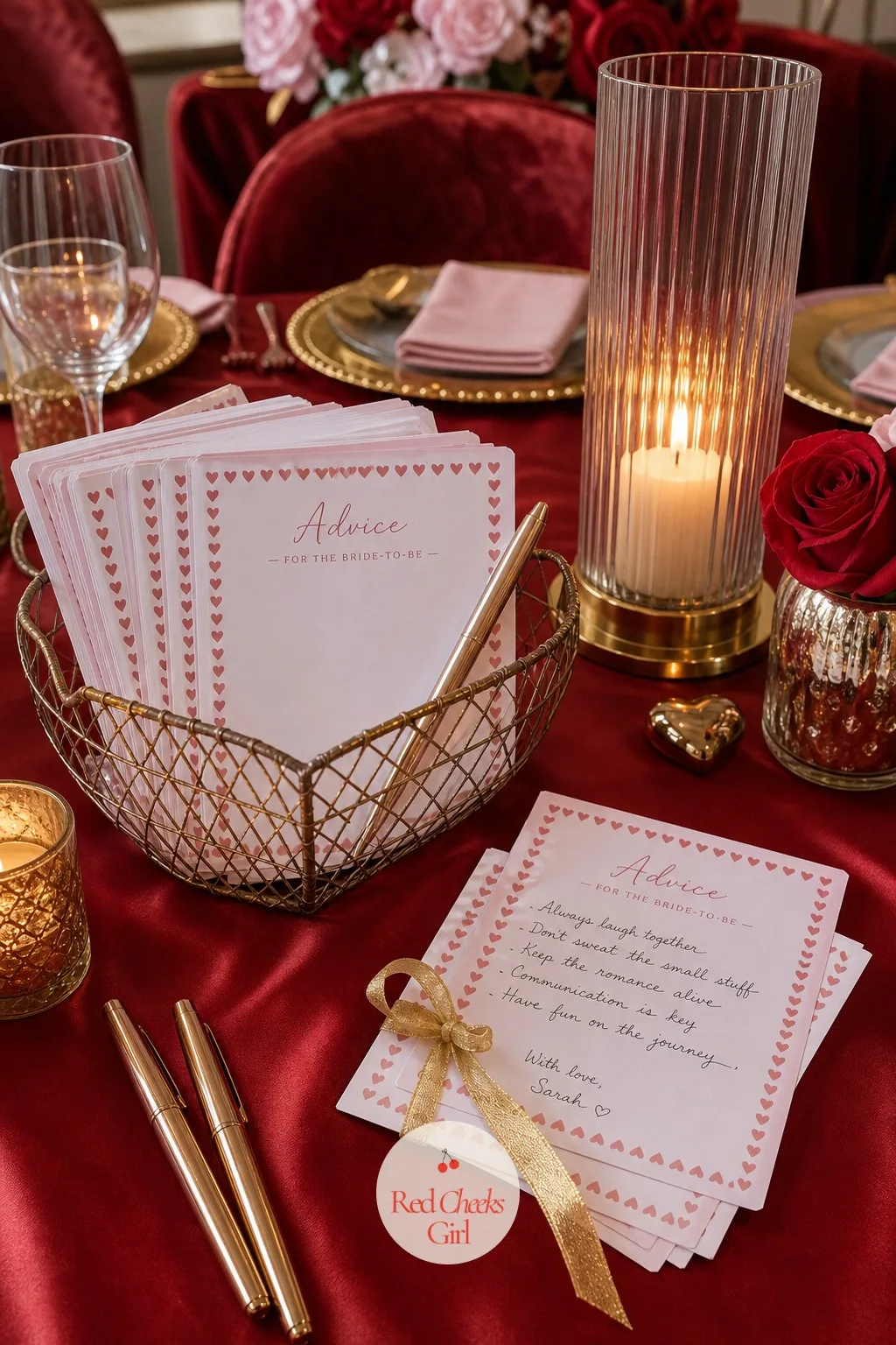 Advice Cards for the Bride-to-Be — Guests often want to say something to the bride beyond signing a card once. Valentine's day bridal shower theme