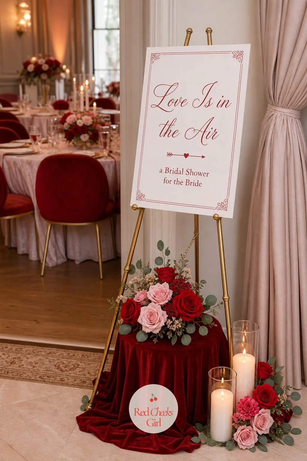 Cupid's Arrow Welcome Sign — The first thing a guest sees should not be a folding table with a guest book on it. Valentine's day bridal shower theme