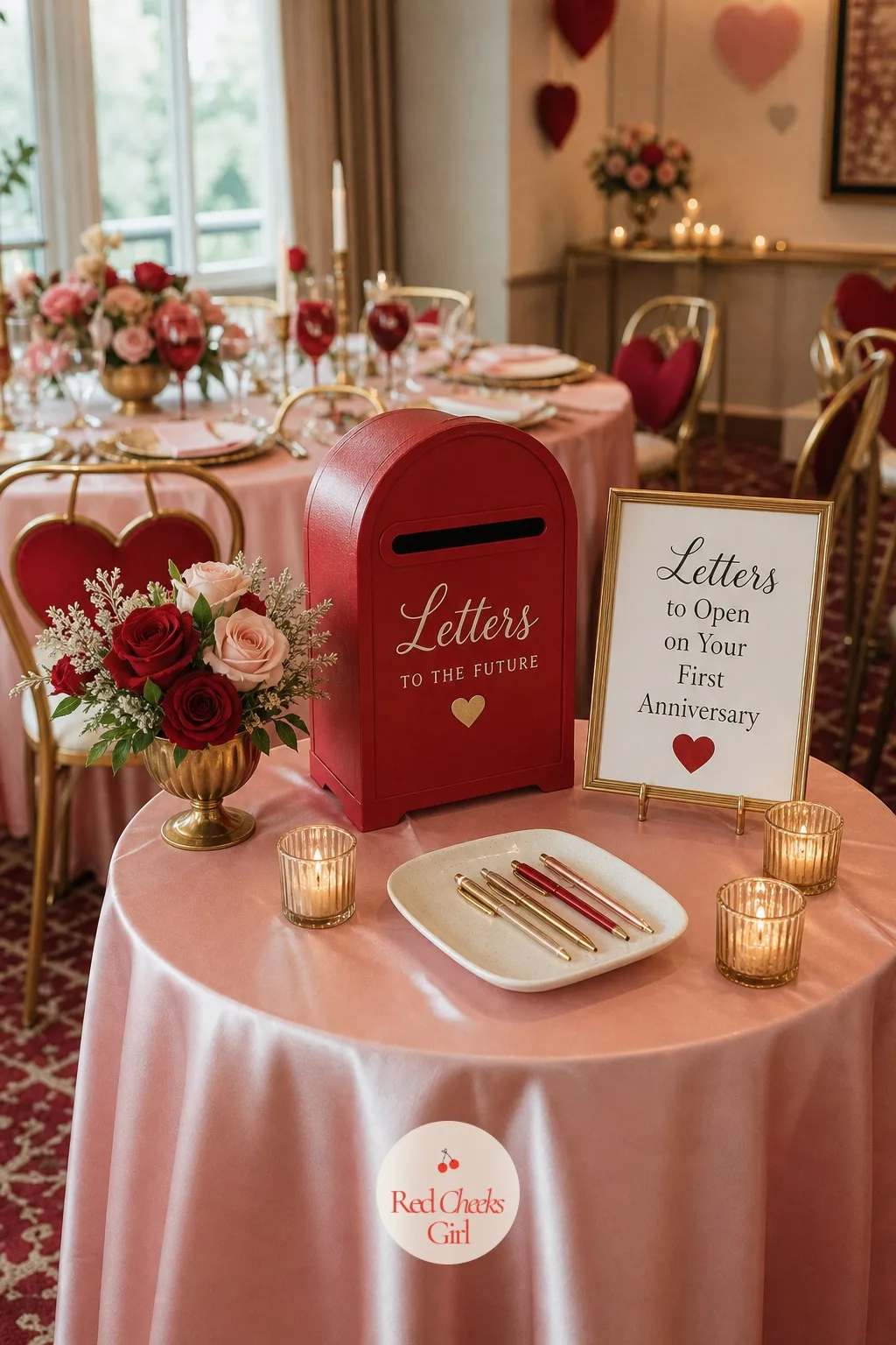 'Letters to the Future' Mailbox — A gift table with a card basket on it is easy to miss. Valentine's day bridal shower theme