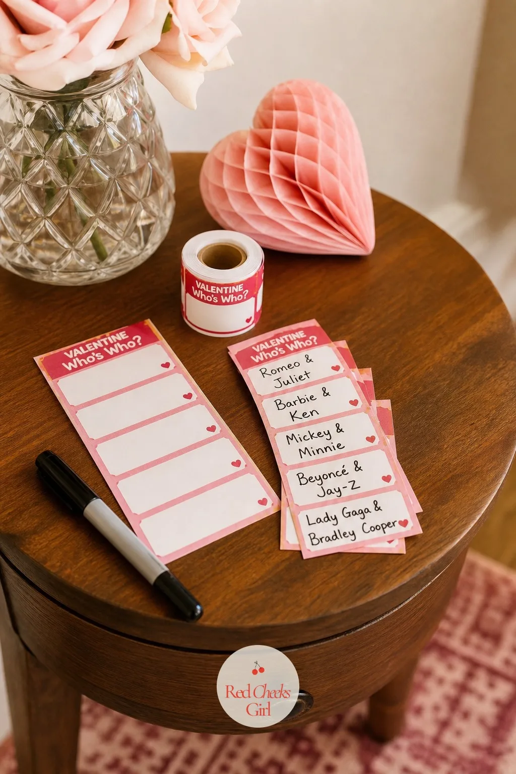 Valentine Who's Who Sticker Mixer — Write the name of a famous couple on a sticker and place one on every guest's back as they walk in, Bogart and Bacall