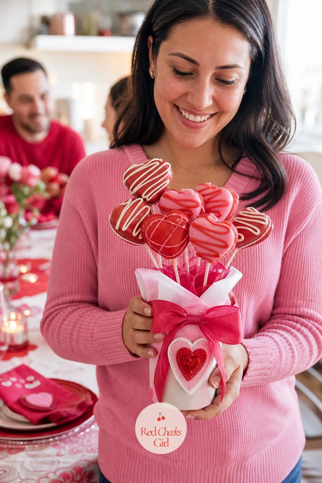 Chocolate Heart Lollipop Bouquet — A single chocolate lollipop is a stocking stuffer. Valentines diy crafts to sell