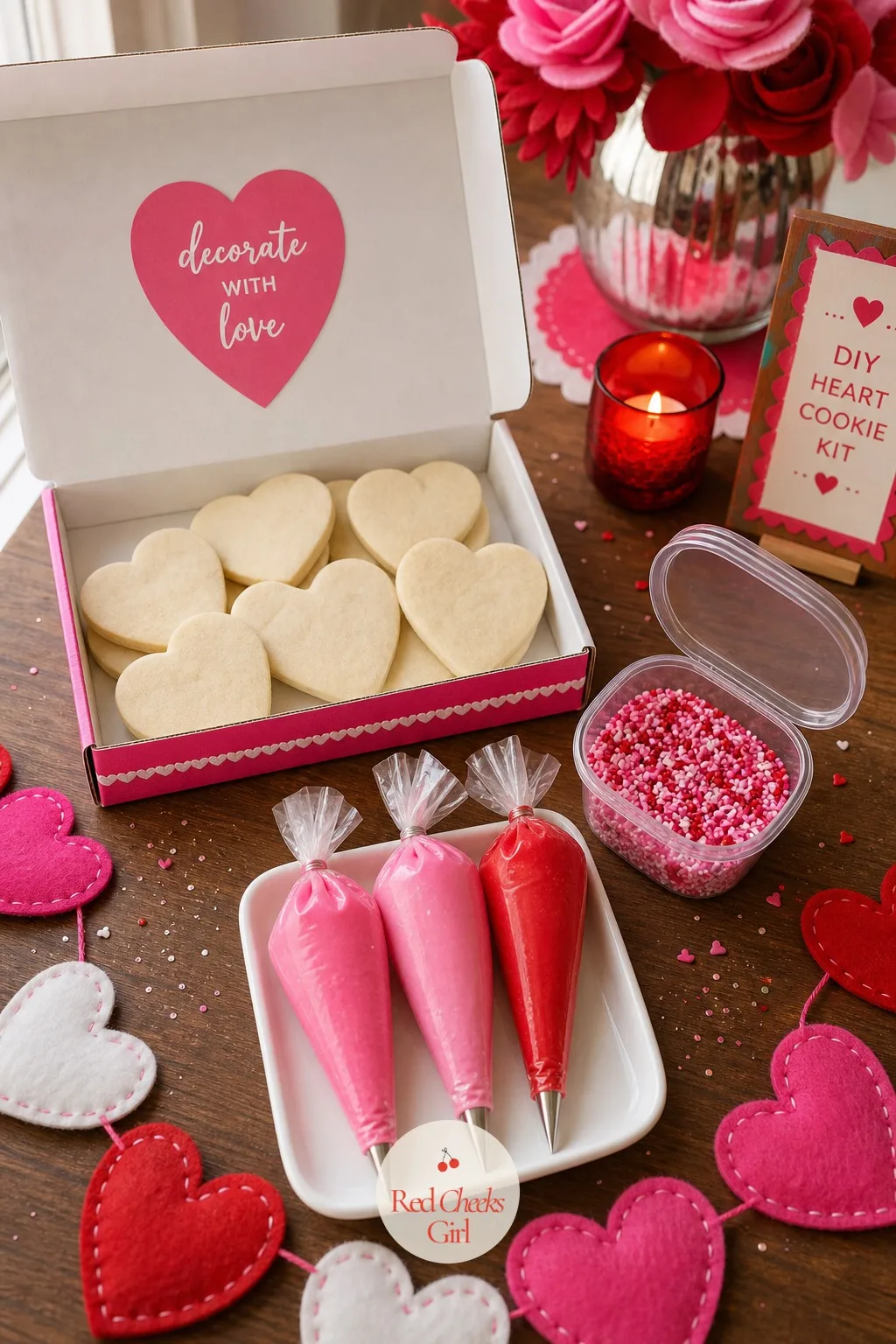Heart Cookie Decorating Kits — A finished batch of decorated cookies is nice to eat. Valentines diy crafts to sell