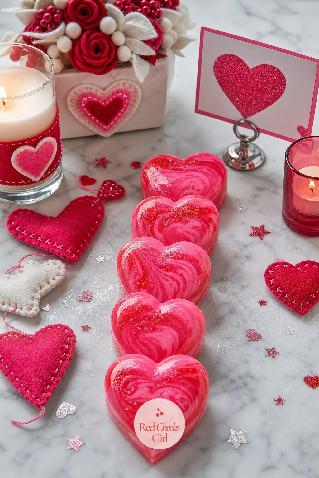 Heart Shaped Soap Bars — Soap has a built in buyer every February, the person who wants a small gift that is not another card. Valentines diy crafts to sell