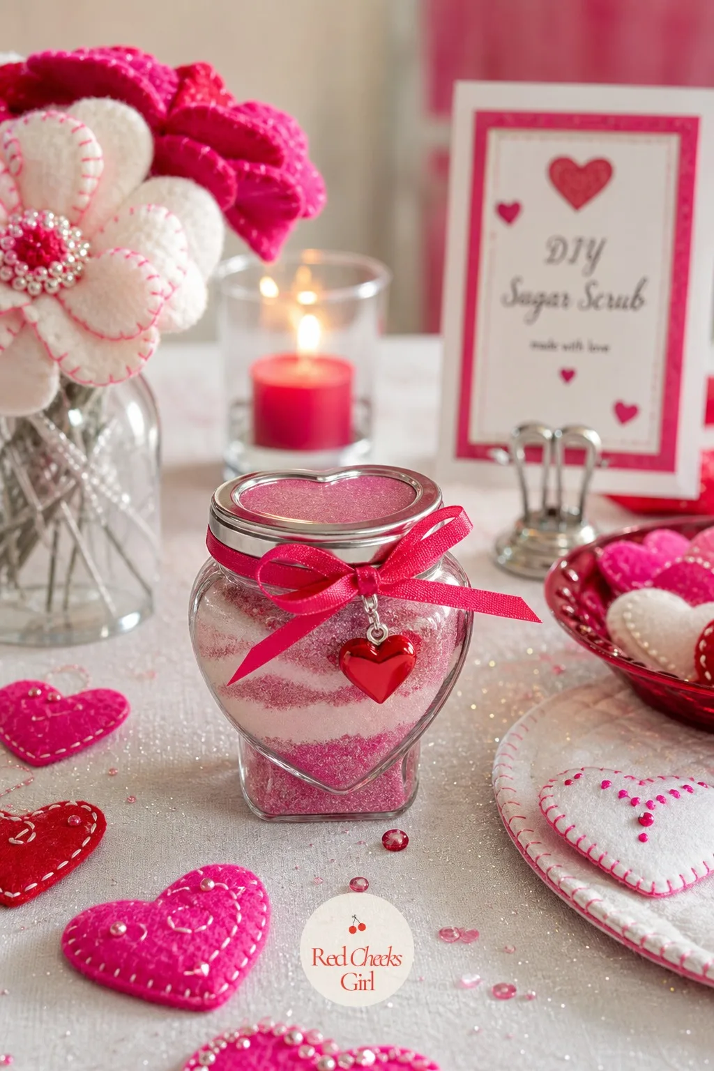 Heart Shaped Sugar Scrub Jars — A jar of plain brown sugar scrub looks like a pantry item. Valentines diy crafts to sell