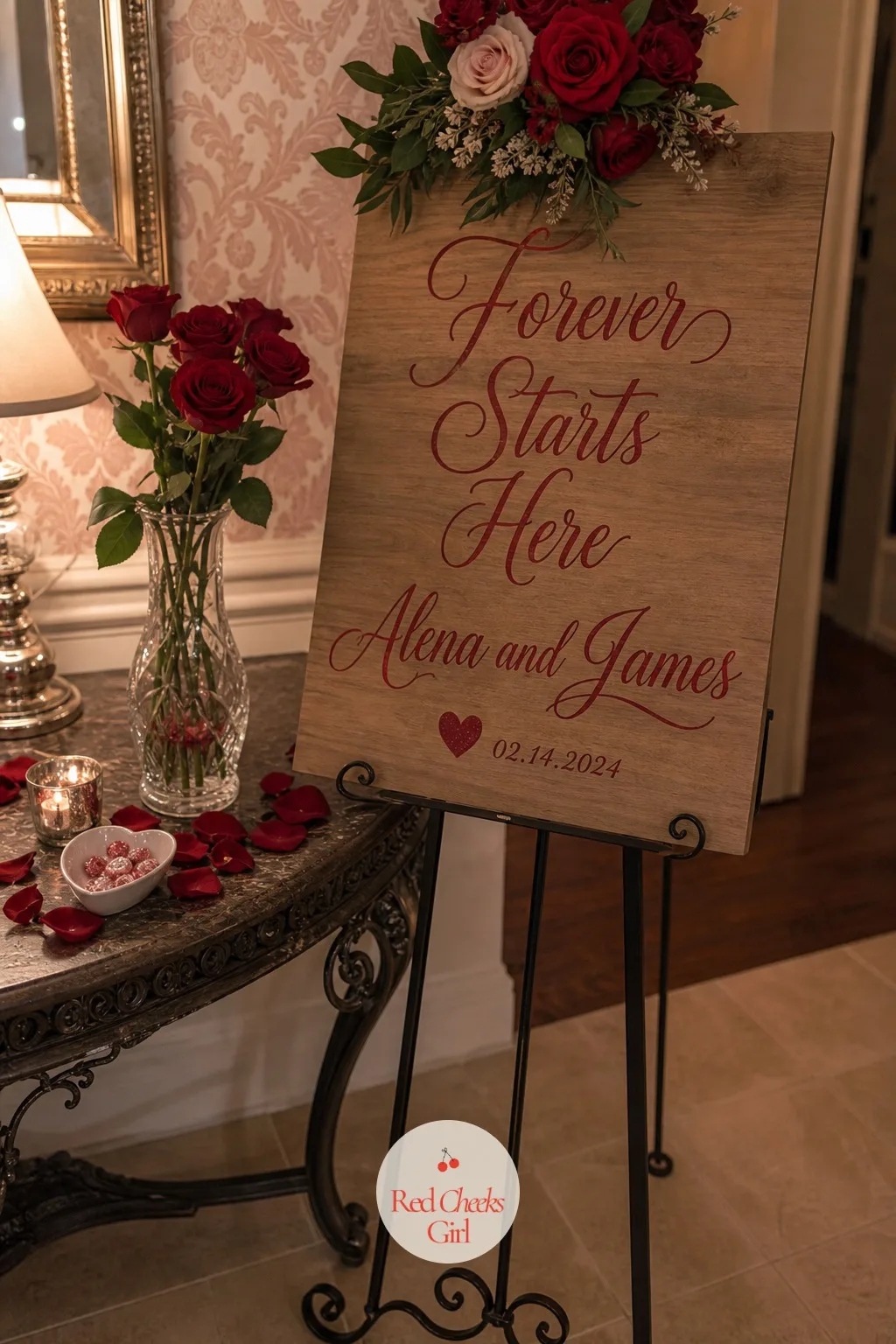 Heart Motif Welcome Sign — Guests need to know within five seconds that they are in the right place, and that this place takes itself a little less seriously