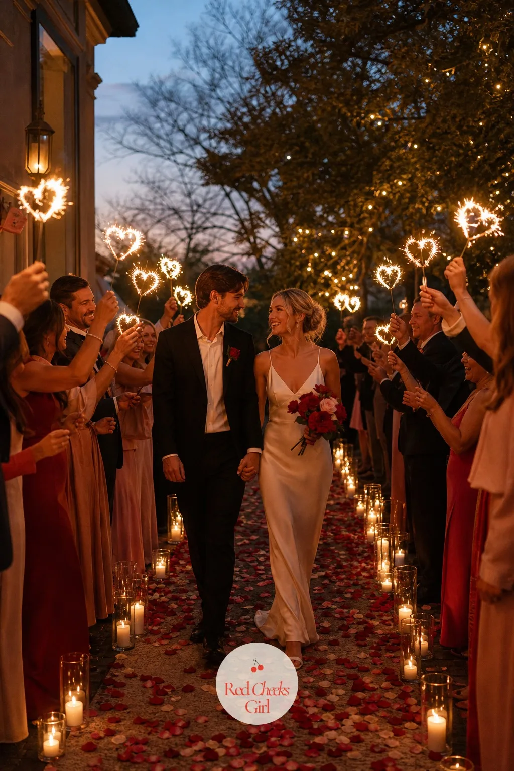 Heart Sparkler Send-off — A quiet exit through a parking lot is a sad way to end the night. Valentines wedding