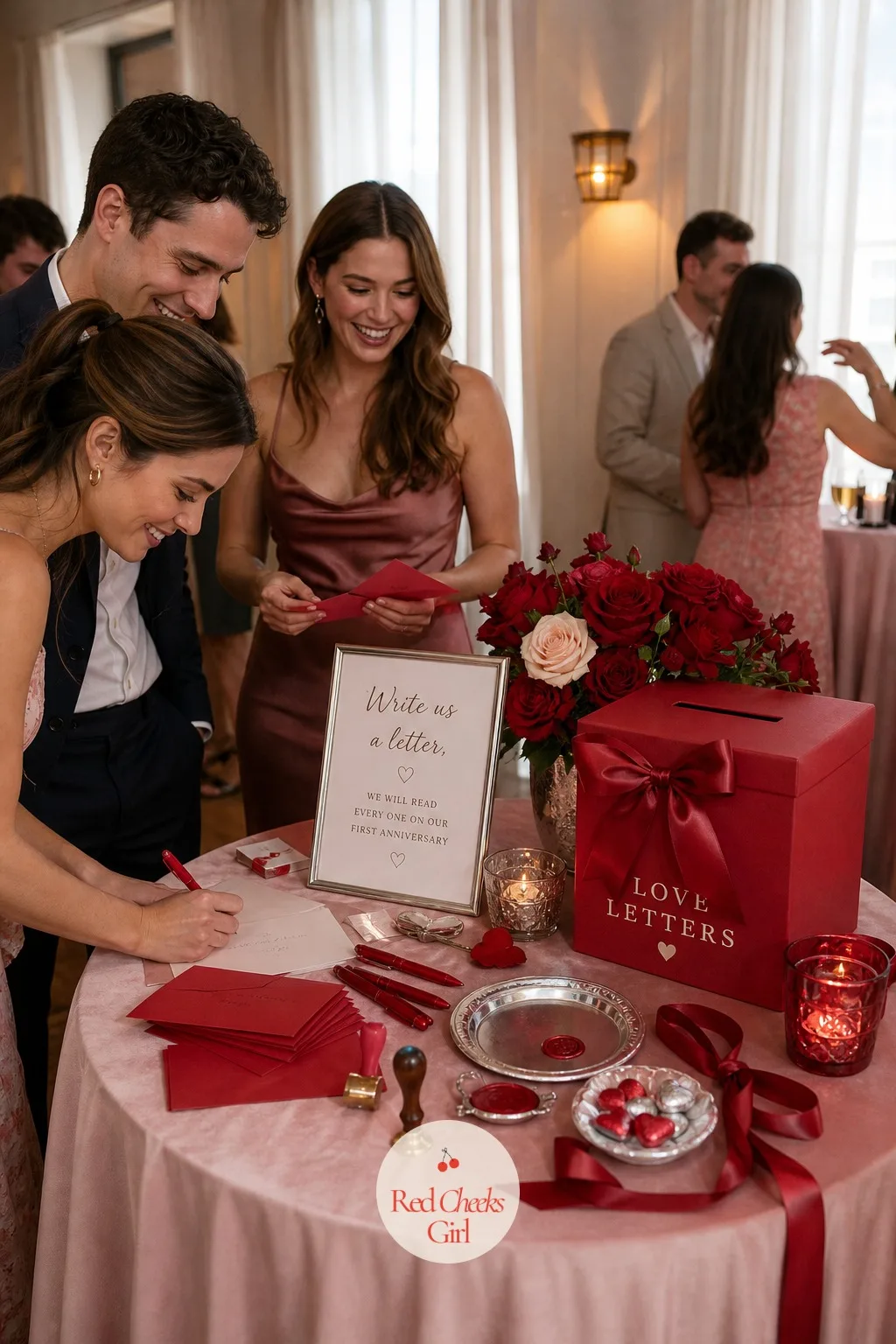 Love Letter Station — A guest book gets one line from everyone and nothing more. Valentines wedding