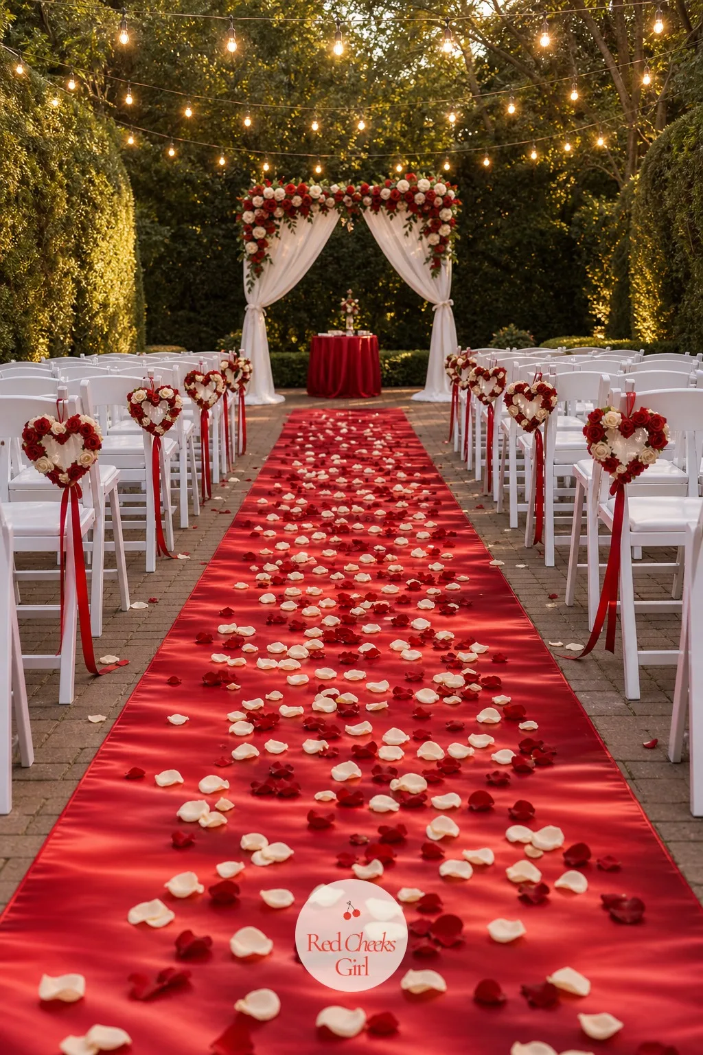 Rose Petal Aisle Runner — An empty aisle just looks like a gap between chairs. Valentines wedding
