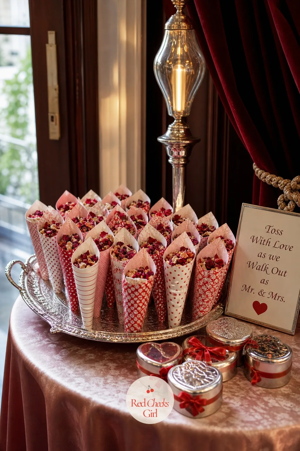 Rose Petal Confetti Cones — Confetti thrown from a bag always ends up half on the floor before anyone catches it properly. Valentines wedding