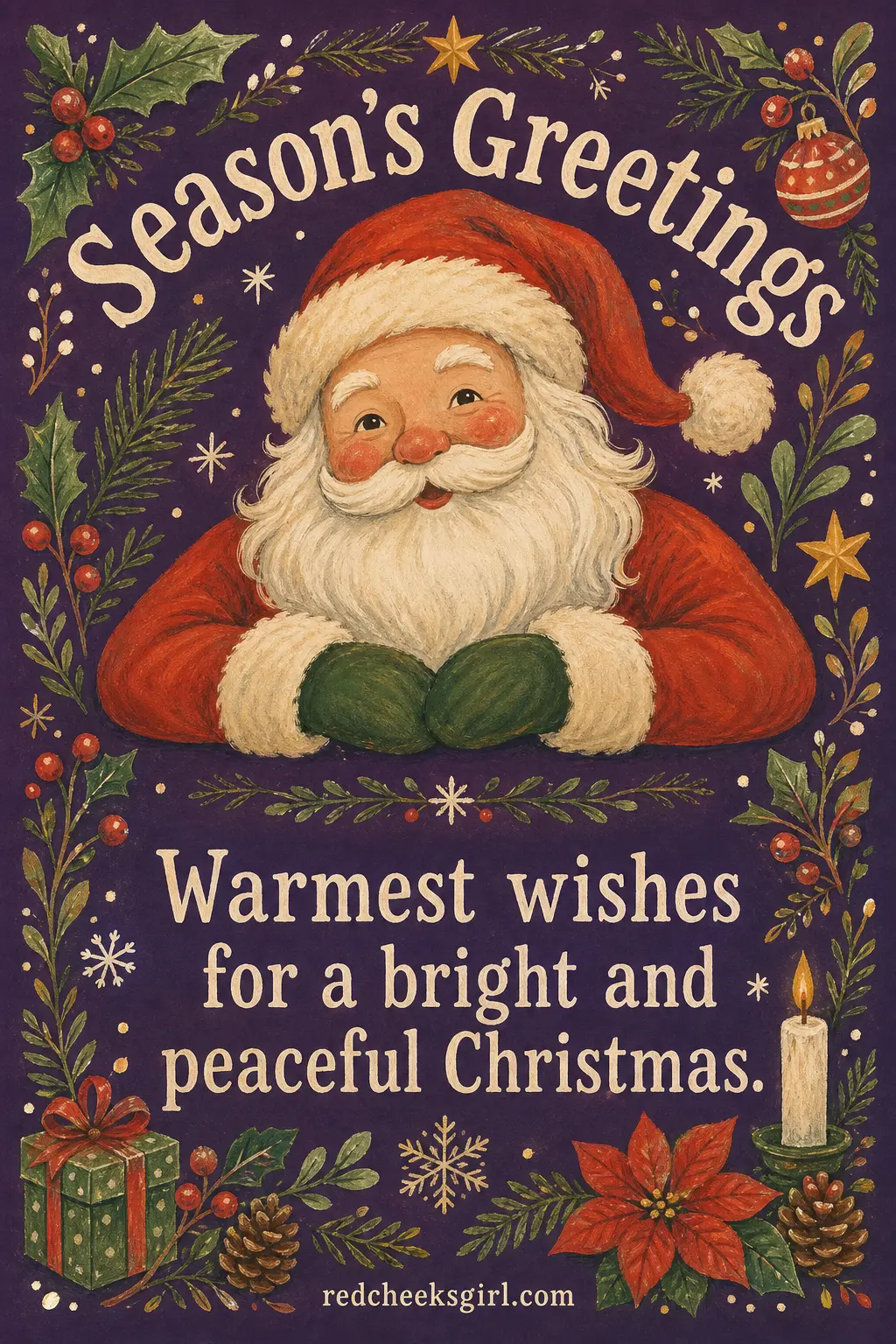 The Big Santa Hello printable sheet — For the long list: neighbors, the book club, people whose address you have but not much more. Vintage christmas cards