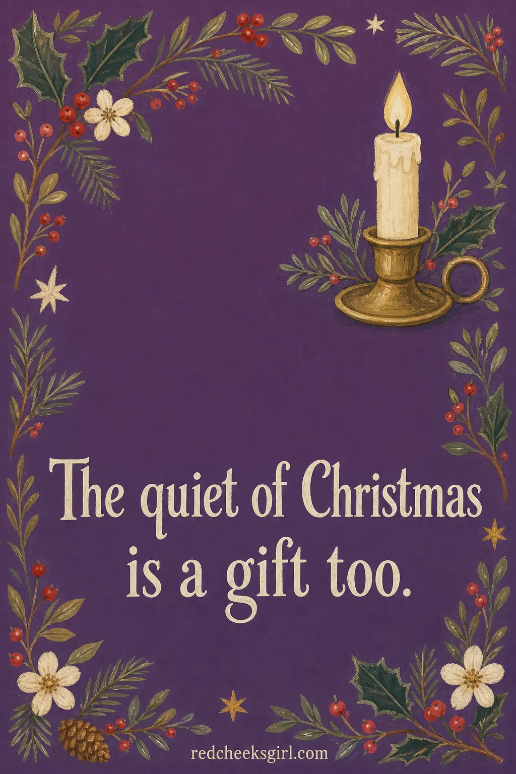 The Quiet Candlelight Line printable sheet — For the one who finds most of December too loud: too much tinsel, too many parties. Vintage christmas cards