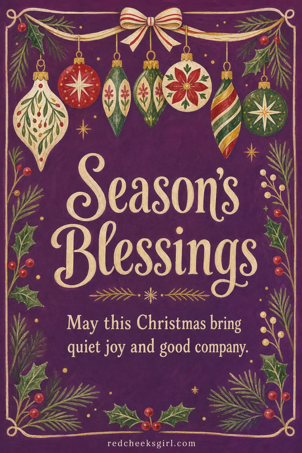 The Season's Blessings Card printable sheet — For the more formal recipients: an older relative, a pastor, someone whose own cards always look properly done.