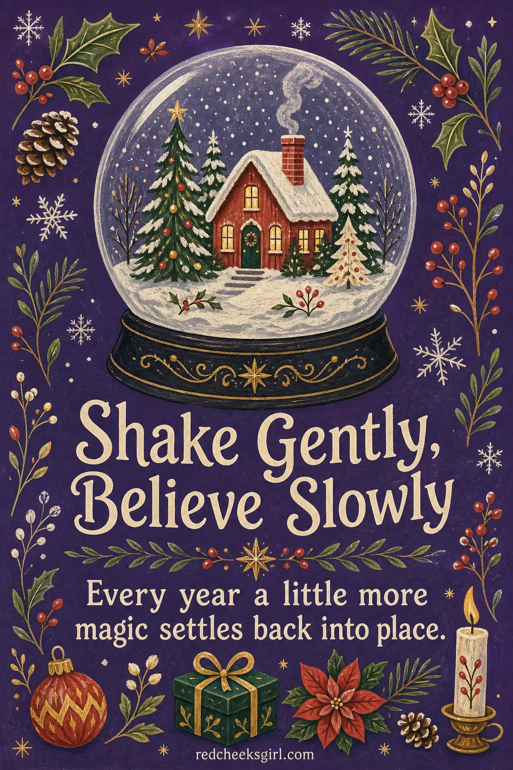 The Snow Globe Card printable sheet — For the vintage collector, the one with the shelf of old ornaments and the good taste to match. Vintage christmas cards