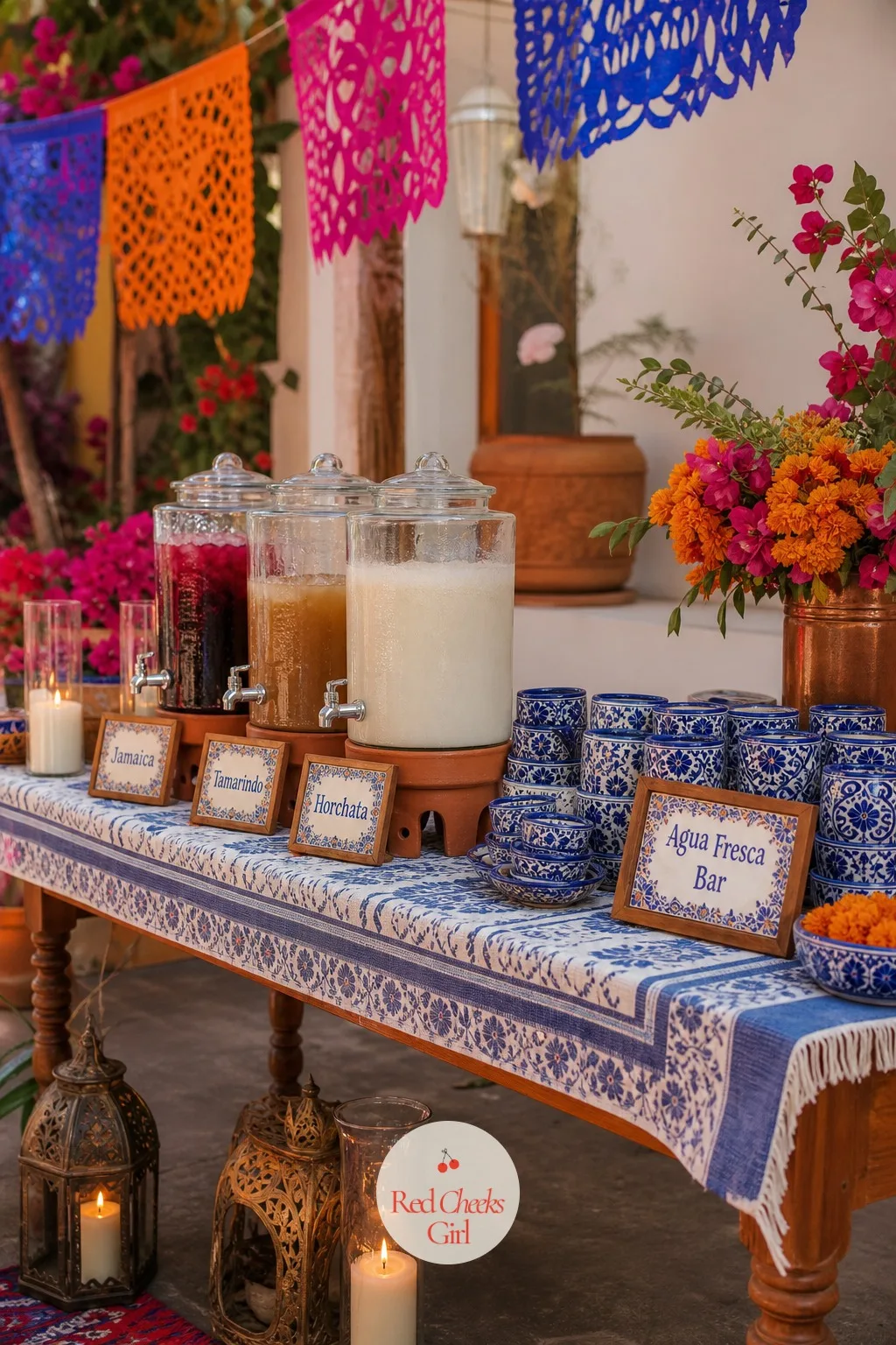 The Agua Fresca Bar — A single signature cocktail says less than a full row of agua fresca jars, cold and bright, sitting in glass dispensers with their own