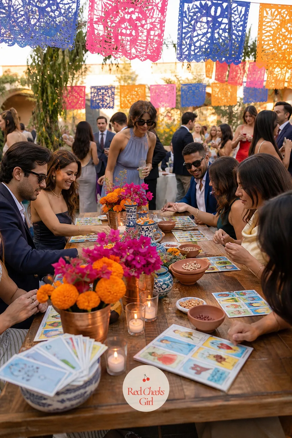 A Lotería Table for Guests to Play — Cocktail hour drags without something to do besides hold a drink. Vintage mexican wedding