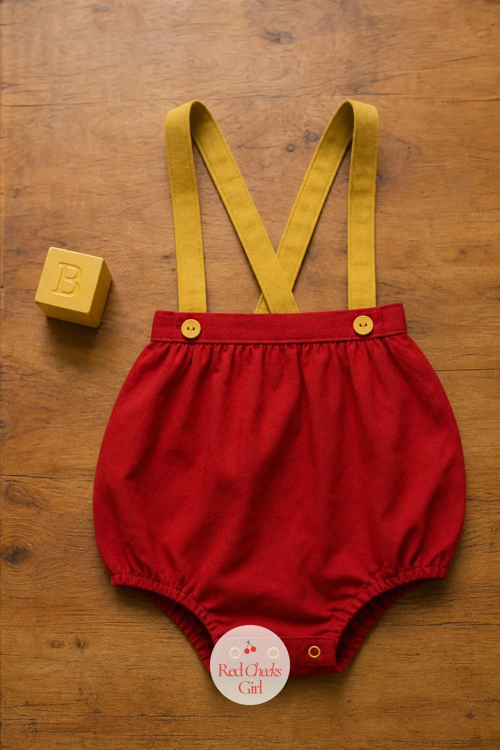 Outfit for the Birthday Baby — A busy cartoon print competes with every wooden toy in the room instead of sitting quietly beside them. Vintage toy birthday
