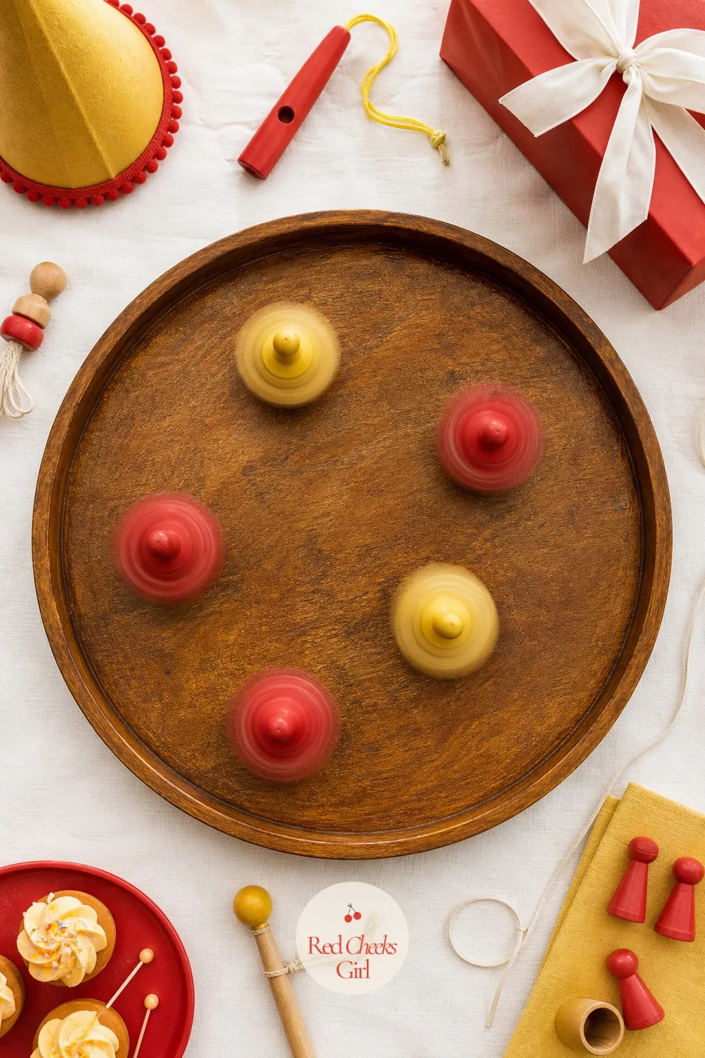 Spinning Top Race — A flat tray or a low wooden table is all this one needs. Vintage toy birthday party