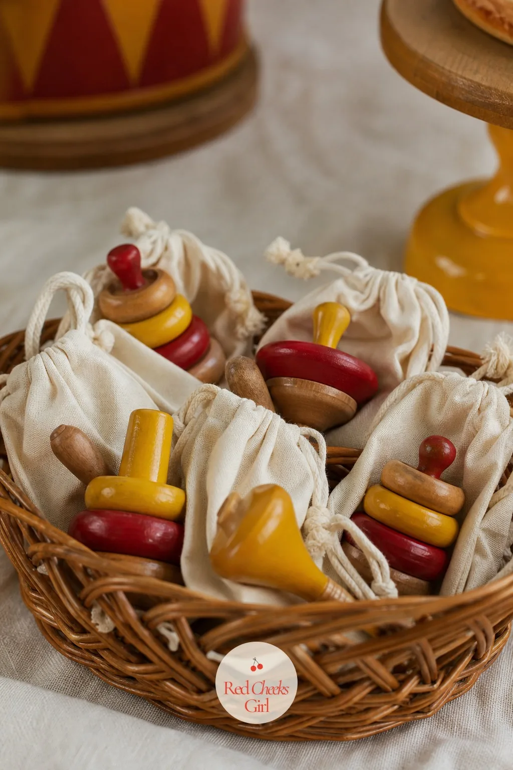 Wooden Toy Favors — A bag of plastic trinkets gets left behind in the car before the family even reaches home. Vintage toy birthday party