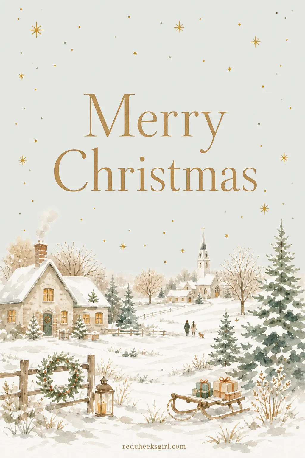 The All-Purpose Merry Christmas Card printable sheet — This is the one for the long middle of the list: the cousin you only see once a year, the friend from