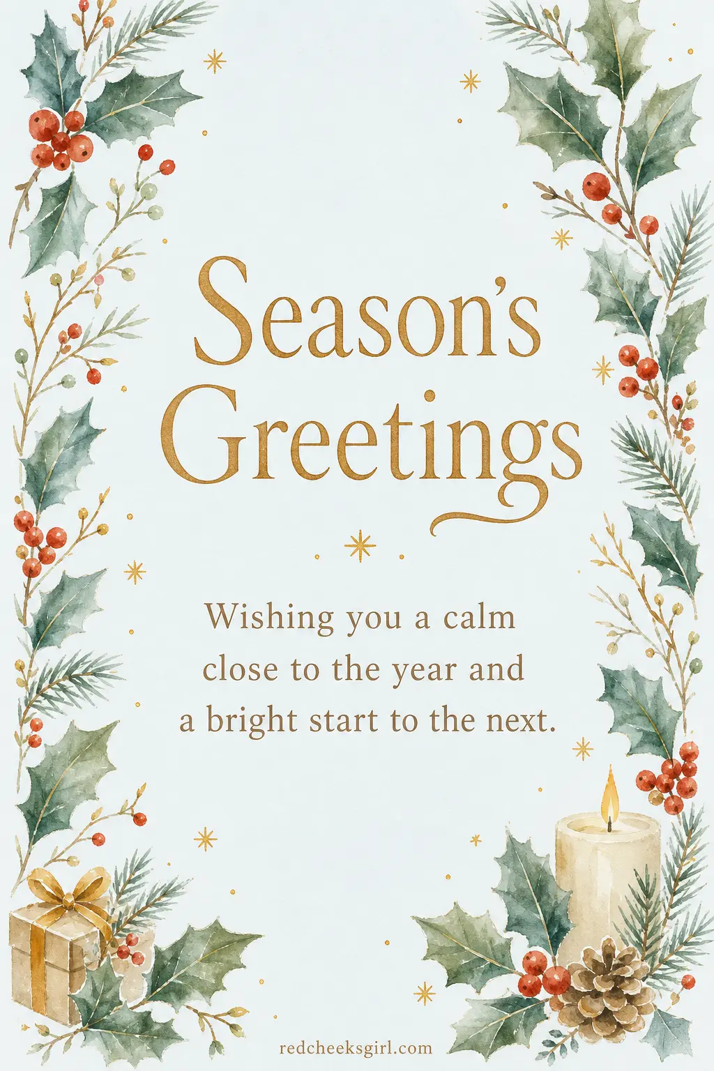 The Office Season's Greetings printable sheet — For the desk next to yours, the client who pays on time, the team you only see on screen. Watercolour christmas