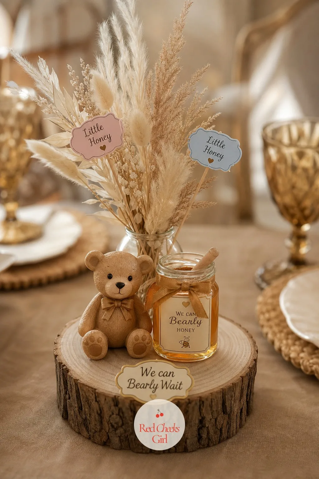 Bear Centerpieces — Once the backdrop and the table are handled, every other surface in the room just needs something small and repeated to feel finished, and