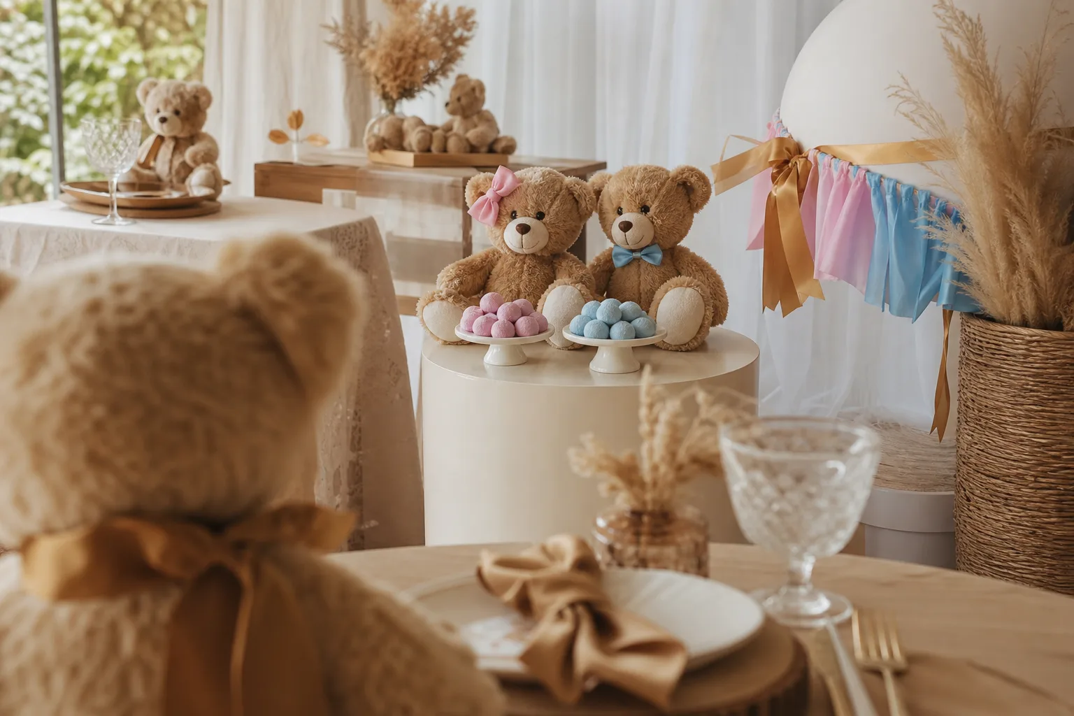 15 We Can Bearly Wait Gender Reveal Ideas With Teddy Bears in Bows and Bow Ties