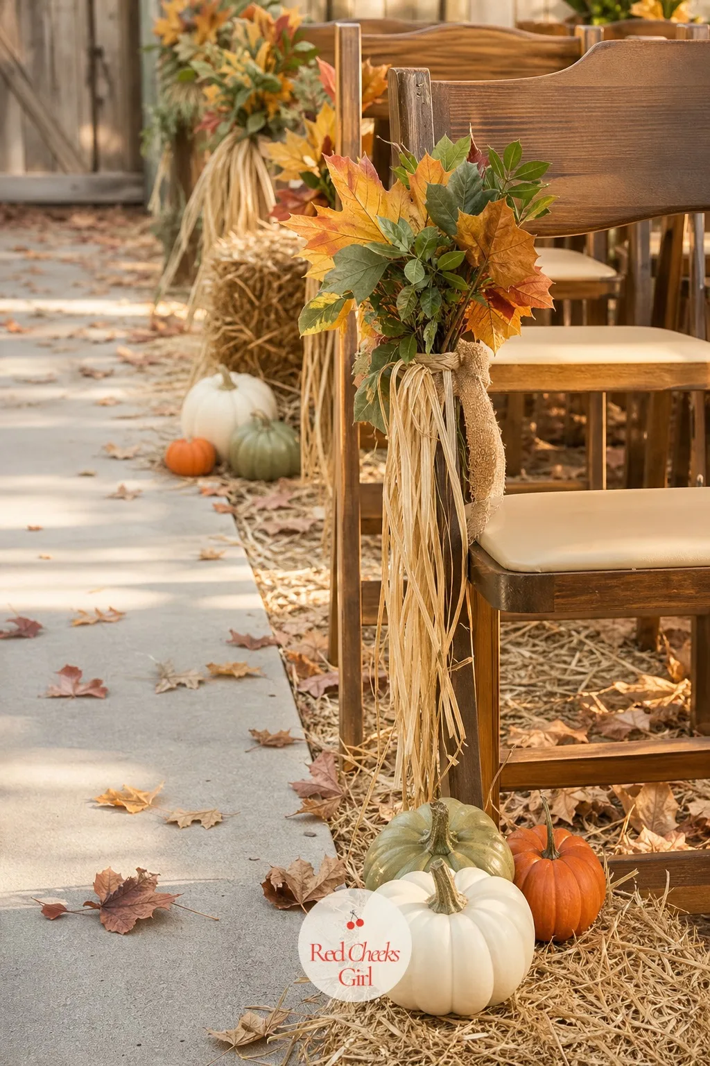 Pumpkins For Fall — A fall wedding does not need to lean on flowers that are out of season and priced accordingly. Wedding aisle decor