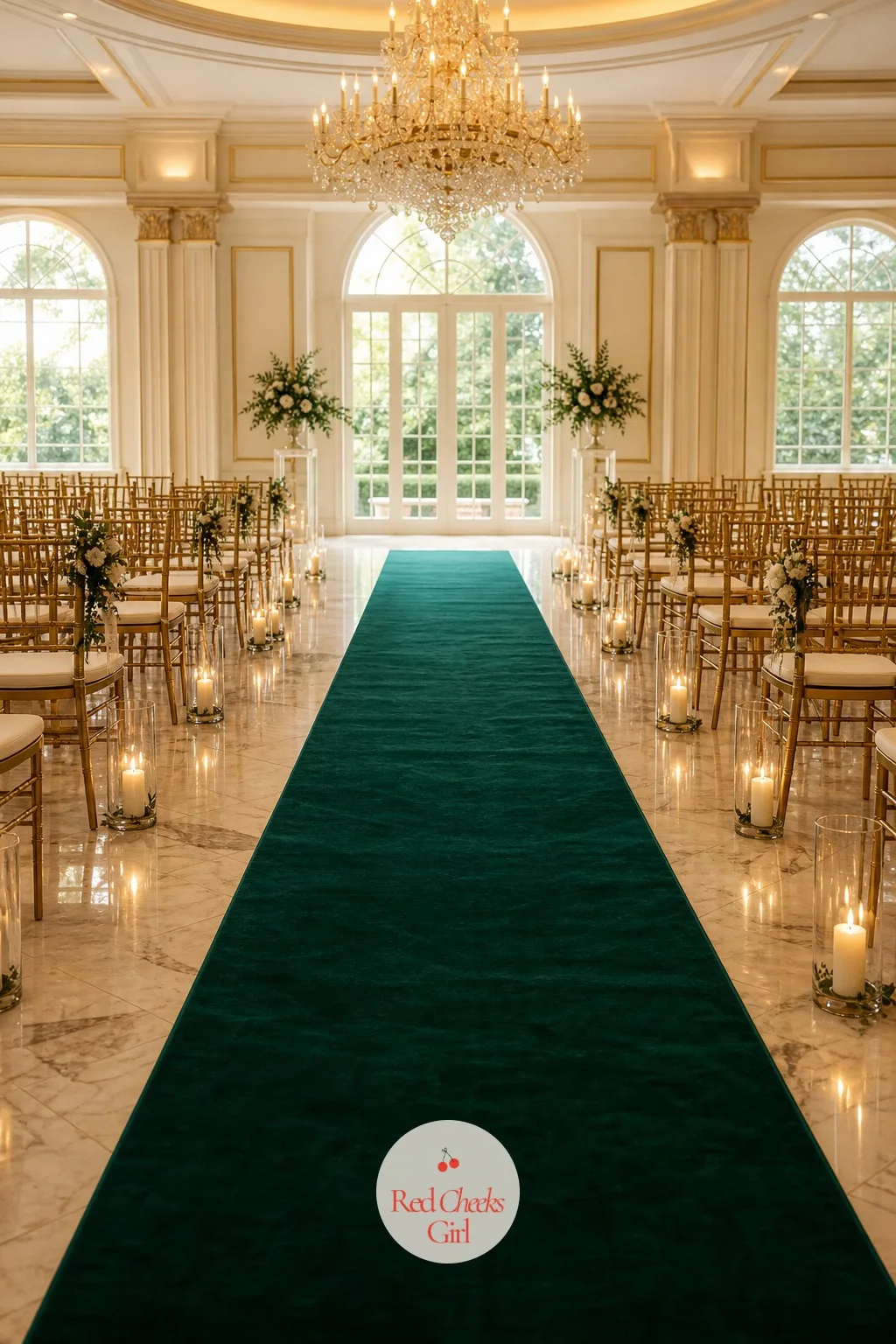 Velvet Runner — White aisle runners crease, show footprints and photograph flat under chandelier light. Wedding aisle decor
