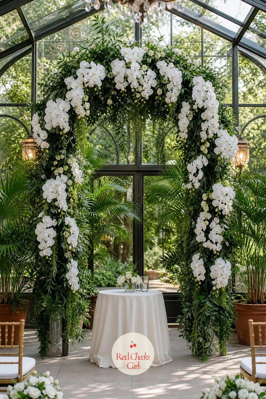 Cascading Orchid Arch — Orchids hang rather than sit, and an arch that lets them trail downward looks considerably more expensive than it actually is, because