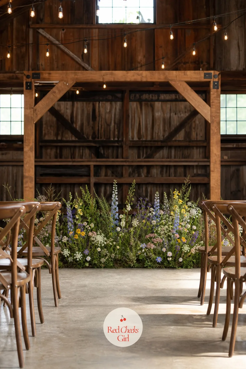 Floral Base Meadow at the Arch Feet — The top of the arch gets all the attention and the ground around it usually gets two sad urns. Wedding arch flowers