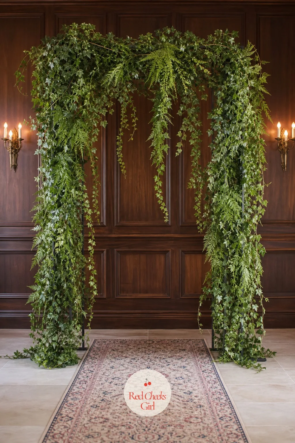 Trailing Ivy and Fern Veil — Not every bride wants a flower-heavy arch, and a veil of greenery with nothing else gives the same shape without the florist bill.