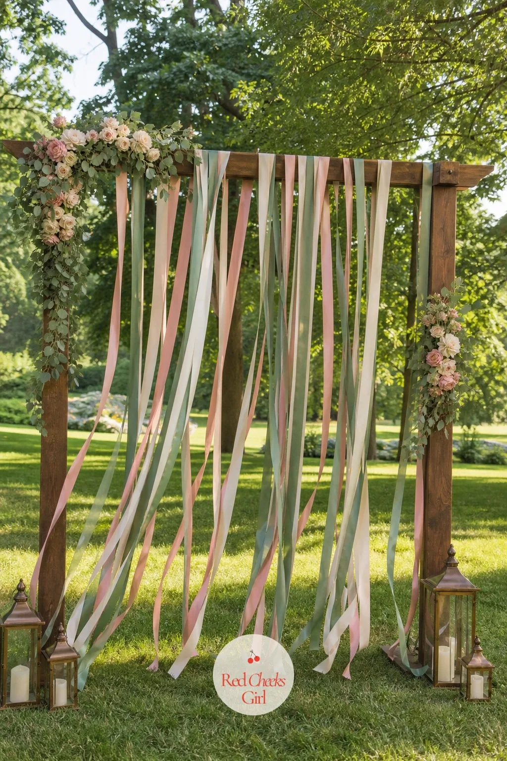 Ribbon Streamer Arch — This is the cheapest and quickest arch on the whole list, and on a breezy outdoor afternoon it has more movement than any amount of