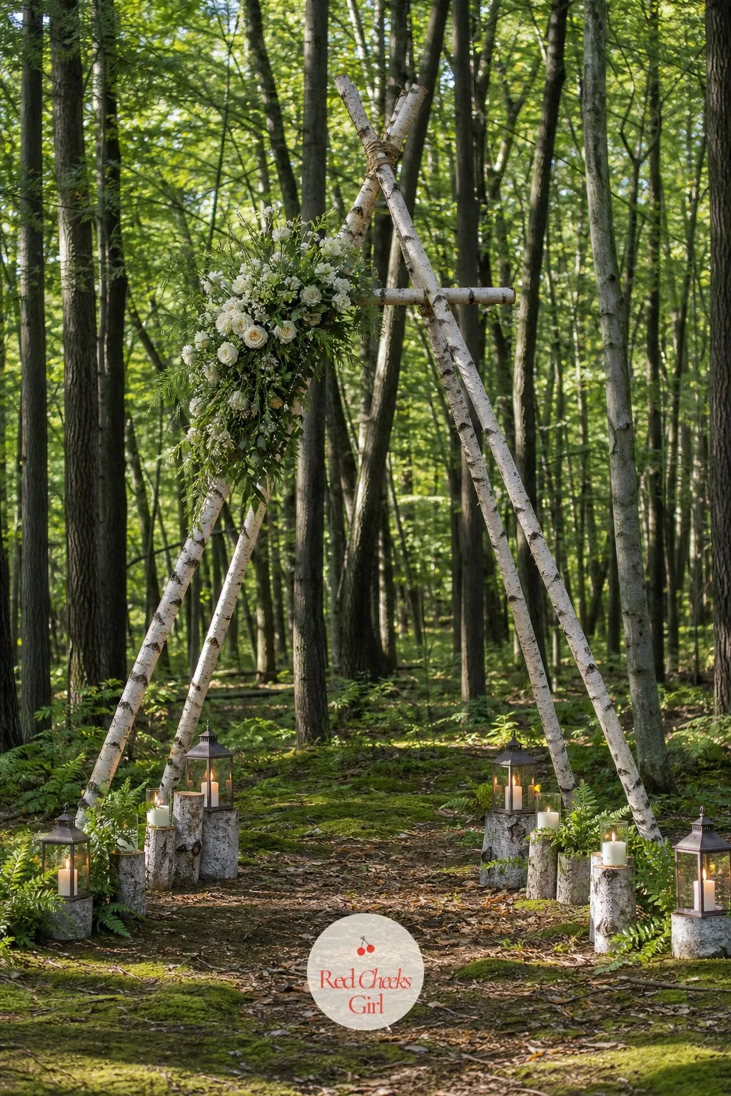 Rustic Birch Branches — Branches read as deliberate when they are lashed together with intention rather than left looking foraged in a hurry. Wedding arch ideas