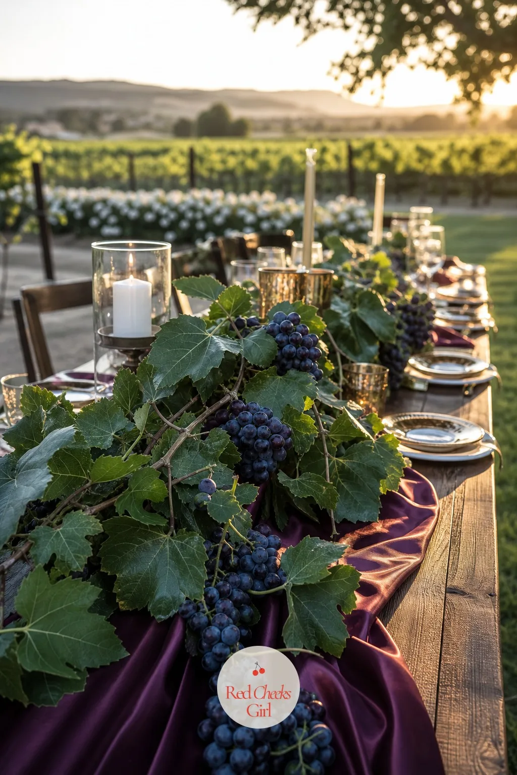 Fig Branch and Grape Clusters — There is something properly luxurious about trailing grapes on a table, almost Renaissance painting territory, and figs split