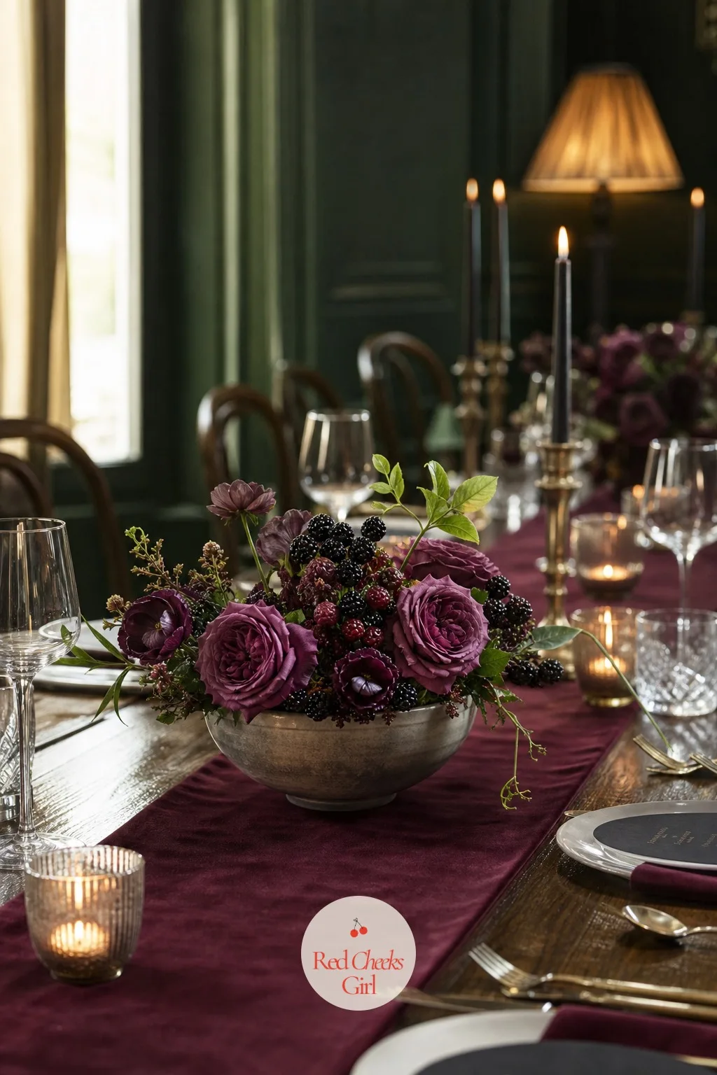 Garden Rose and Blackberry Low Bowls — A bowl that looks like it was picked straight from a hedgerow rather than ordered from a catalogue: deep plum garden