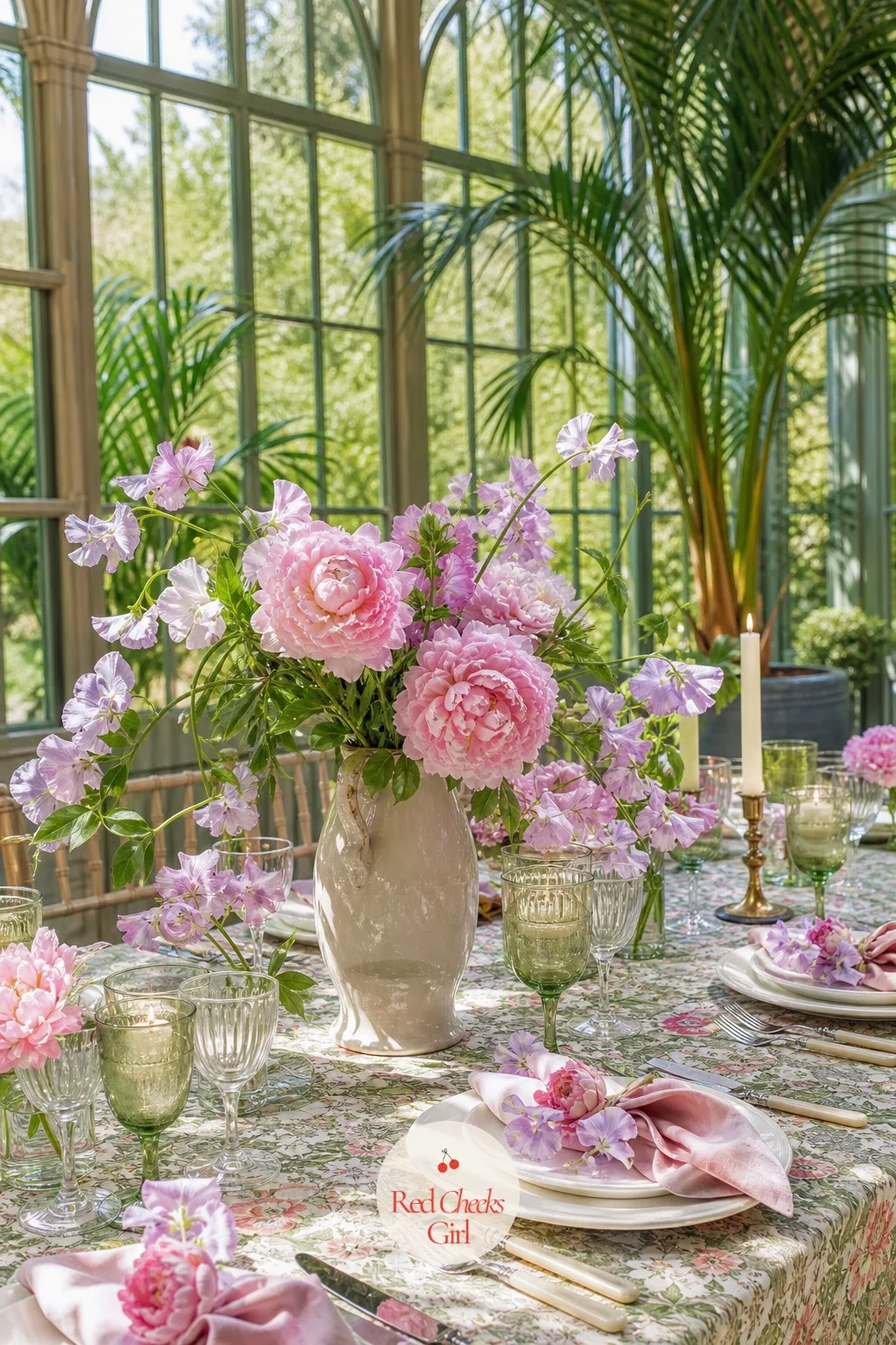 Peony and Sweet Pea Posy Rings — If peonies alone feel too stiff and formal for the room, loosen them with sweet pea, which brings movement and a proper scent