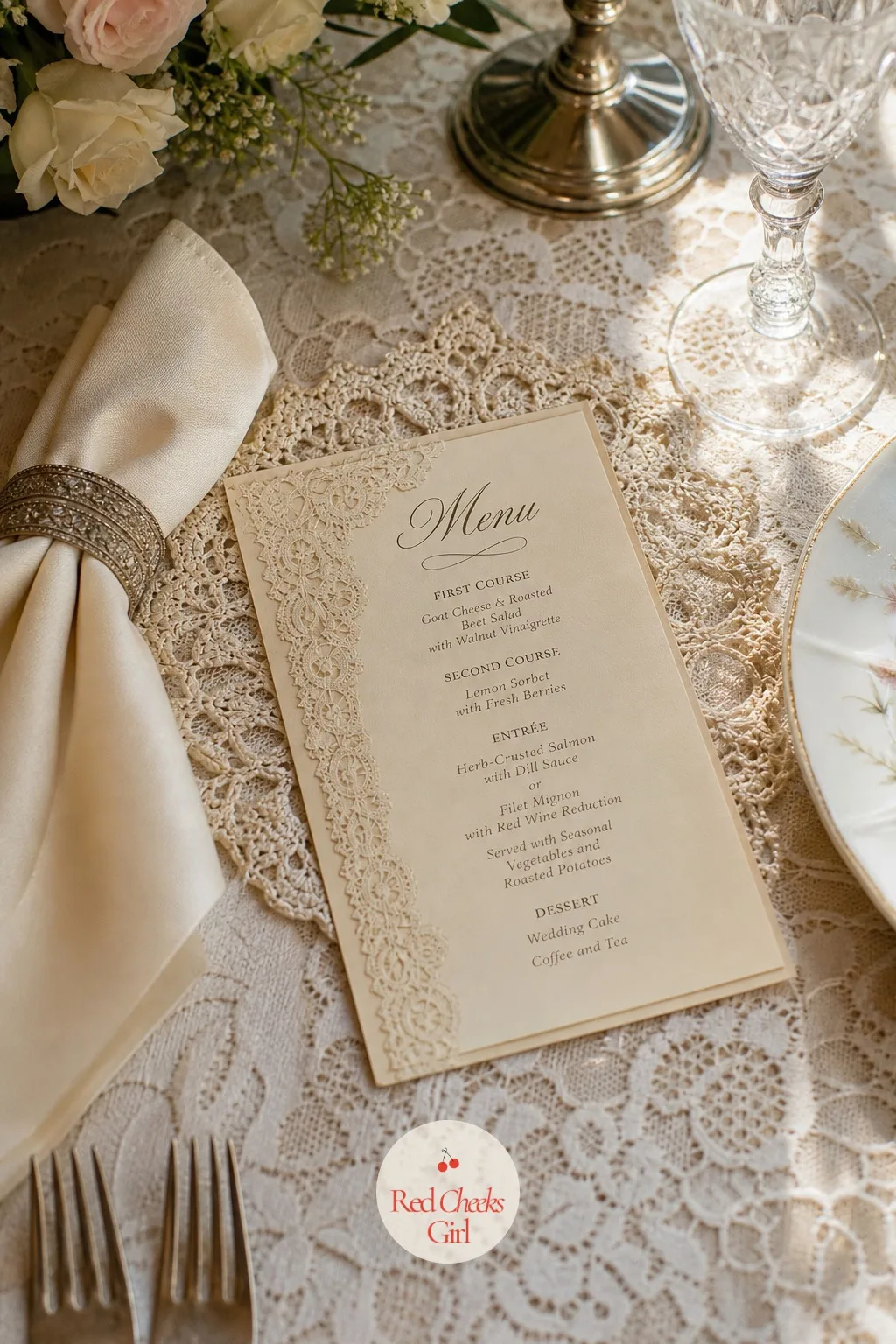 Antique Lace Menu Cards — A plain printed menu card does its job and nothing else, which is fine until every other detail on the table has real texture to it.