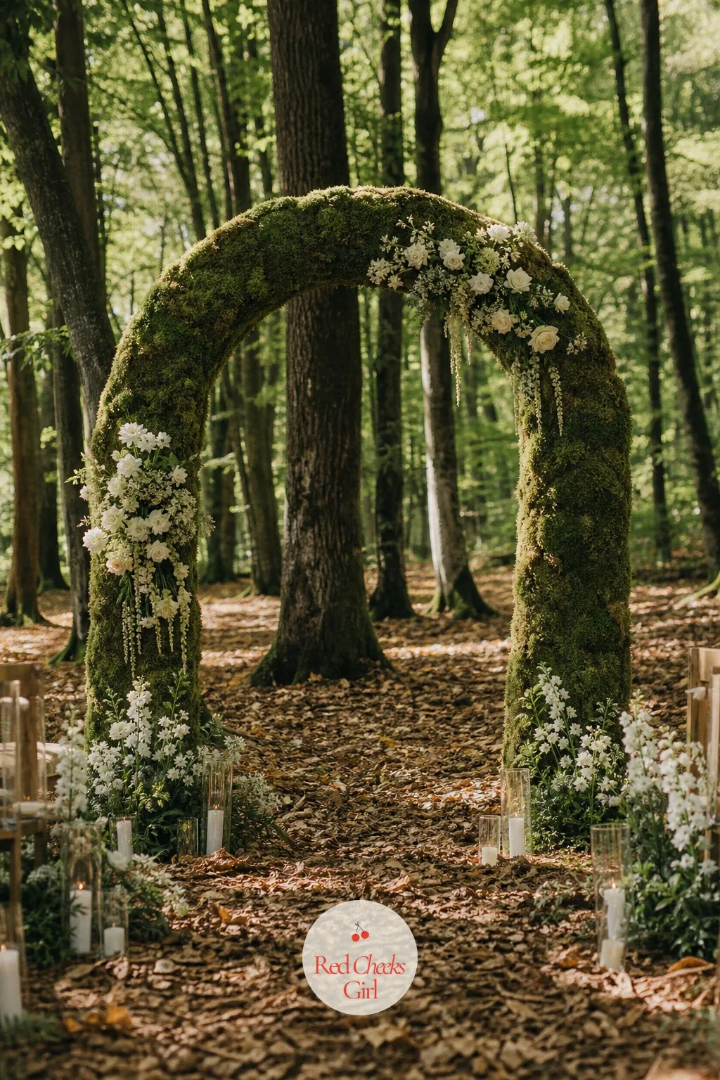 Moss Arch — Not every ceremony backdrop needs a single bloom in it. Wedding decor ideas
